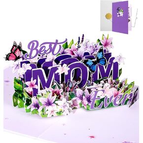 بطاقة عيد الأم منبثقة - بطاقة عيد الأم مع مظروف ، تضم بطاقات تحية ثلاثية الأبعاد للأم ، زوجة ، زوجة الأب ، هدايا فريدة من نوعها لأفضل أمي على الإطلاق ، صندوق زهرة ليلي