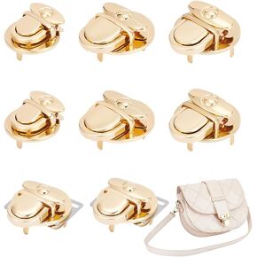 UniCraftale 8pcs 4 أحجام الحديد الثنية قفل المشبك ، محفظة ذهبية فاتحة قفل القفل Wist الأقفال السحابات Metal Hardware Clasp buckles مع غسالات لاستتبدال الحقائب صنع حقيبة اليد