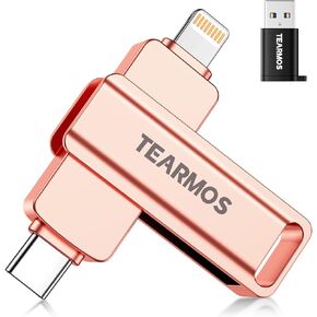 128GB Flash Drive Intended for iPhone iPad, Memory Stick Storage for Photos and Videos Backup, Compatible with iPhone iPad Android PC, Plug and Play, No Application Required (Metal Silver)