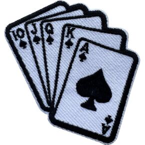 Royal Flush Patch, Size 3" Sew On Patches, Funny Playing Card Embroidery Fabric Patches for Clothes Jeans Backpacks Hat, Applique Embroidery Iron On Patches for Clothes, Gift for Girls Boys