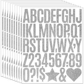 2 Inch Alphabets Stickers 470 Pcs Silver Vinyl Letters Stickers 10 Sheets Number and Alphabet Stickers Small Mailbox Numbers Labels,DIY Letters Stickers for Notebook Water Bottles