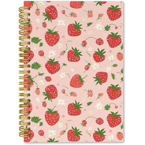 دفتر زهرة الفراولة ، دفتر ملاحظات Pripy Preppy Spiral Journal ، مجلة دفتر ملاحظات لطيف للنساء ، تدوين العمل في المكاتب المدرسية ، 5.5 × 8.3