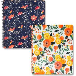 Mill Mill & Co Cute Floral Vines 11 "× 9.5" دفتر حلزوني كبير مع غلاف متين و 160 صفحة مبطن مع دفتر حلزوني برتقالي كبير