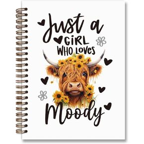 مجلة دفتر الحوائط الحلزونية الغربية ، Highland Cow Gifts SPOON Notebook Journal for Women ، مجرد فتاة تحب اللوازم المدرسية المزاجية والغربية للنساء في سن المراهقة الفتيات في سن المراهقة رعاة البقر