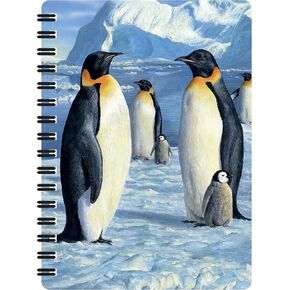 Jotter - جلالة الملك من Deluxebase. دفتر حلزوني 3D Penguin 6x4 مع صفحات ورقية معاد تدويرها. عمل فني مرخص من الفنان الشهير روبرت هاوتمان