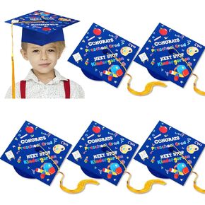 Preboun 6 PCS CARGUATION CAPS for Kids Bulk Preschool Creguation Hat Capper Topper with Tassel for Kids (Blue)