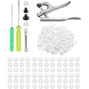 Harfington Snaps Snaps Snaps with Snap Cliers ، 200 Set T3 Resin Resin No-Sew Button Snapteners Kit for Clothing Shicing Diapers Pibs Crrafting ، White