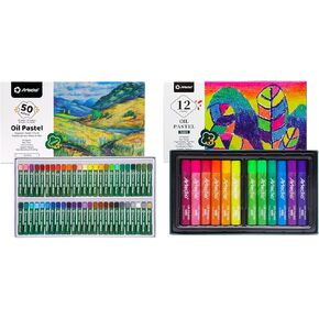 Artecho Oil Pastels Set of 50 Colors (8 x 60 mm) & Neon Oil Pastels Set of 12 Colors (10 x 70 mm)