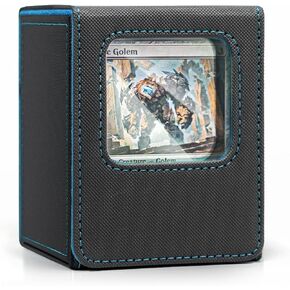Venssu MTG Deck Box with Front-Facing Commander Display, Card Deck Case Fits 100 Single Sleeved Cards, PU Leather Magnetic Tcg Storage Box with 2 Dividers, 100% UV Protect Mini Snap (Black and Green)
