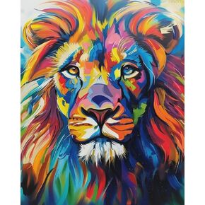 OKSGYTA COLOTULL FAIND LION PAIND بواسطة أرقام أرقام طلاء من أرقام DIY Acrylic Drawing Paintworks Artworks Artains Beginners 16x20inch No Frame