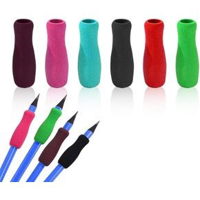 6Pcs Colour Special Supplies Foam Pencil Grips Soft Foam for Adults,Open Slip Insert Pen Paint Brush Holder Ergonomic Right Left-Handed Use for Handwriting, Drawing, Writing and Correction Supplies