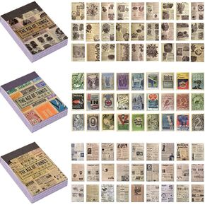 Vintage Stickers for Scrapbooking, 50 Pieces Vintage Washi Paper Stickers for Journaling, Vintage Self Adhesive Decorative Sticker for DIY Arts, Cute Portable Sticker Book