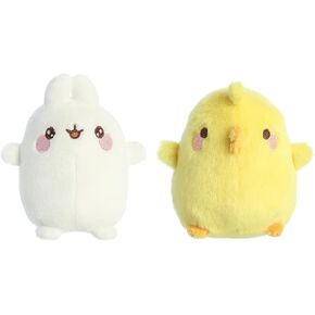 Aurora World 2 قطعة Molang Plush ، 5 بوصة متحمس أرنب Molang و 4.5 بوصة Piu Piu Chick