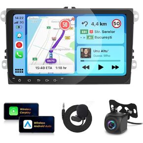 Podofo 4G 64G Car Stereo for VW Volkswagen Seat Golf Passat Jetta Beetle Radio with Wireless Carplay Android Auto,9inch 1080P IPS Touchscreen Canbus/WiFi/32EQ DSP/RDS/FM/Rear Camera 36/40Pin Cable
