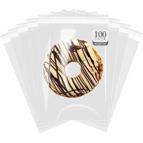 100 أكياس بلاستيكية شفافة - 5 × 7 أكياس السيلوفان الختم ذاتيا للحلوى والبسكويت والبطاقات والصور