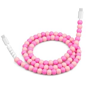 Coolden USB C Cable 66W USB C to USB C Cable [2M/6.6FT] Type C Charger Fast Charging Stylish & Durable Beaded USB C Charger Cord Compatible with iPhone 16/16 Plus/16 Pro/16 Pro Max Pink