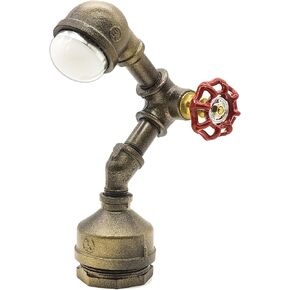 مصباح مكتب LED steampunk الصناعي ، أنابيب الحديد طراز Loft Light عتيقة عتيقة ، مصباح مكتب Retro ، Alfred Night Light LL-007-WW