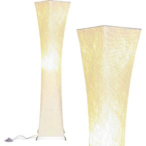 Brightech Harmony Contemporary Lamp for Boho Living Rooms & Offices, LED Floor Lamp for Bedrooms, Tall Lamp with Heavy Base, Mid-Century Modern Standing Lamp for Great Living Room Décor – White Shade