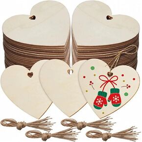 20 PCS عيد الأم غير المكتملة الخشبية الخشبية قلب الحلي معلقة علامات DIY الحرف الخشبية لزخارف حفل عيد ميلاد عيد الفصح (D Hearts DIY Crafts 20 PCS)