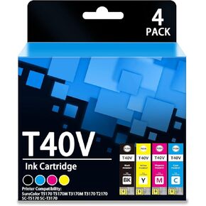 خراطيش حبر T40V لـ T40W Ink SureColor T5170 T5170M T3170M T3170 T2170 SC-T5170 SC-T3170 Printer (4Packs ، T40V120 T40V220 T40V320 T40V420 SC-T3170X)
