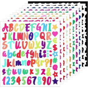 10 Sheet Cursive Letter Stickers, Colorful Alphabet Stickers, Cute Vinyl Letter Sticker, Adhesive Sticker Letters, Mailbox Numbers Sticky Letters, Alphabet Sticker for Scrapbooking Notebook DIY Crafts