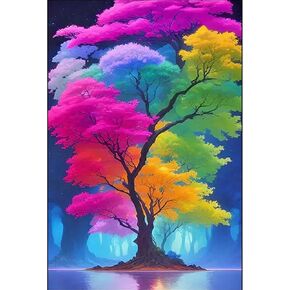 Lcozx Diamond Art Painting ، مجموعات الطلاء الفنية DIY Diy للبالغين ، طلاء الأشجار الفنية بأرقام للبالغين ، أوقات الفراغ المنزلية ، تزيين الجدار ، الماس الدائري ، مقاييس النمط 12x16 بوصة ، رقم 15