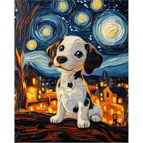 Starry Night Wolf Paint by Numbers, Wolf at Night Sky Paint by Number Kits for Adults Beginner on Canvas Without Frame, Animals Acrylic DIY Oil Painting for Gift Home Wall Art - Blue(16x20inch)