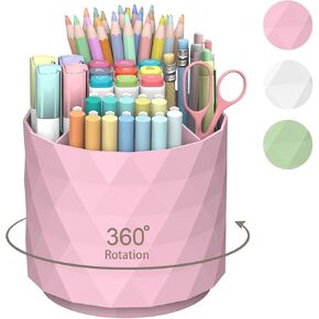 DRQ 360 درجة حامل القلم ، منظم المكتب ، حامل قلم رصاص يشبه الماس ، سعة كبيرة مع 5 فتحات ، لوازم مكتبية لطيفة ، قرطاسية سطح المكتب كأس القلم الرصاص ، الأخضر