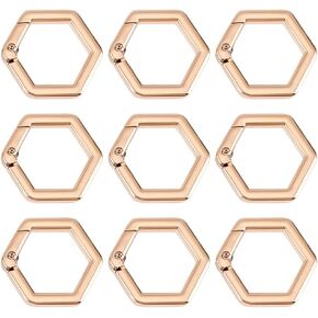 Beebeecraft 1 Box 10pcs Rings Rings Clasps hexagon hexagon carabiner for bage pass Handbag Strap Making Making (Gold)