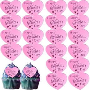 20 PCS Happy Mother's Cupcake Topper Acrylic Pink Cupcake Cupcake Topcake ، Dream's Cake Cake Decoration Decoration for Mother's Woman Day Party