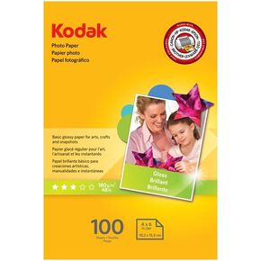 ورقة صور Kodak لطابعات النافثة الحبر ، اللمعان النهائي ، سمك 7 مل ، 100 ورقة ، 4 "× 6" (1743327)