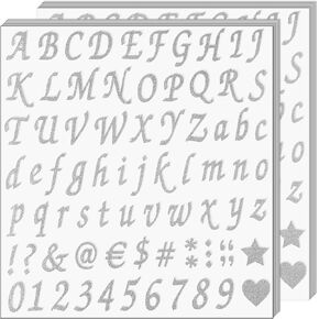 20 Sheets Letters Stickers Self Adhesive Letter Alphabet Number Stickers(Silver,1 Inch)