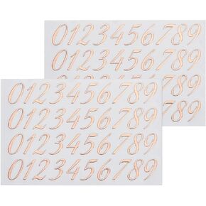 MECCANIXITY 2 Sheets Cursive Number Stickers for Resin Nails 3D Small Gold Number Sticker Metallic Alloy for Epoxy Resin Casting Scrapbooking