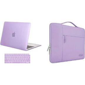 MOSISO Compatible with MacBook Air 13 inch Case 2018-2020 Rlease A2337 M1 A2179 A1932, Plastic Hard Shell Case&Multifunctional Briefcase Sleeve Bag&Keyboard Cover, Light Purple
