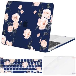 MOSISO Compatible with MacBook Pro 13 inch Case M2 2025, 2024, 2023, 2022-2016 A2338 M1 A2251 A2289 A2159 A1989 A1708 A1706, Plastic Camellia Hard Shell Case & Keyboard Cover & Screen Protector, Blue