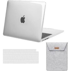 Moseso متوافق مع MacBook Air 13 بوصة Case 2025 2024 2023 2022 M4 A3240 M3 A3113 M2 A2681 ، قذيفة صلبة بلاستيكية ومحسّمة الأكمام وغطاء لوحة المفاتيح للهواء Macbook 13.6 بوصة ، واضحة ورمادية