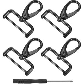 خطاف Clasps الدوارة Uxcell 4pcs ، 38 مم (1.5 بوصة) D حلقة قابلة للفصل خطاف خطاف الجراد البحر المعدني خطاف المشبك مع مفك البراغي لمحفظة مفاتيح حرفة DIY ، أسود