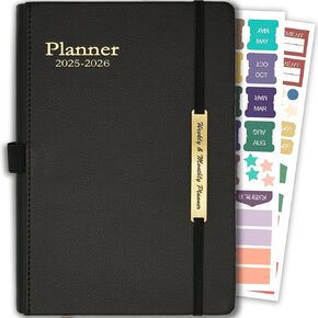 Daily Planner 2025-2026, 18 Month Weekly & Monthly Planner from Jul 2025-Dec 2026, Hardcover Agenda 2025 with Pocket, A5 Size, Pink