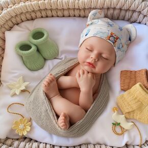 BABESIDE 16 Inch Silicone Reborn Baby Doll Boy - Anatomically Correct Lifelike Newborn with Bee Bear Rattle, Gift for Kids 3+ Years