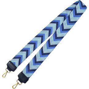 Purse Bag Strap Replacement With Jacquard Woven Cotton and Leather Ends