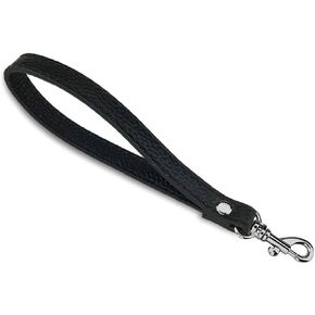 Vanenjoy Wristlet keychain الهاتف المحمول حزام يدوية جلدية أصلية (معدن رمادي أسود)