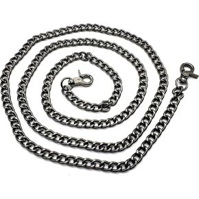 47" 120cm DIY Gold Plated Metal Flat Chain Strap Handbag Chains Accessories Purse Shoulder Cross Body Replacement Straps with Metal Buckles Black