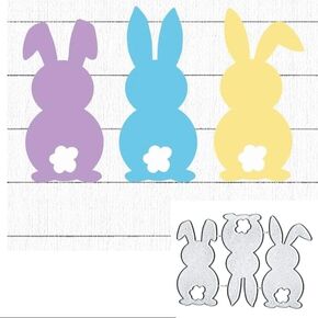 Easter Rabbit Bunny Metal Dies Cutting Die Cuts, Easter Rabbit Bunny Cutting Dies Embossing Stencils DIY Crafts Cards Cutting Dies for DIY Card Making Photo Decor Paper Dies Scrapbooking
