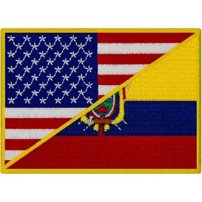 EmbTao USA American United States Flag and Ecuador Flag Patch Embroidered Badge Biker Applique Iron On Sew On Emblem