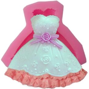 Bestonzon 3pcs Mini Night Dress Mould Silicone Mould ، فستان زفاف سيليكون قالب تنورة كعكة فندان القوالب هلام القالب الشوكولاتة كعكة فندان لزينة كعكة الشوكولاتة