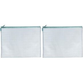 Avery Elle zippered Vinyl Mesh Pouch-Aqua-Large