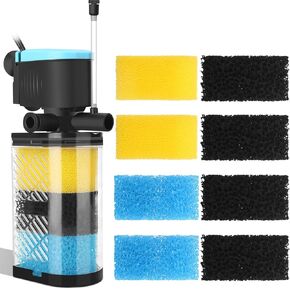 AquaMiracle 3-Stage Aquarium Filter(for 40-70 Gal Tanks) with Filter Sponges Pack