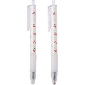 2 Pcs Cherry Blossoms 0.5mm Press Gel Pens Black Fine Point For Writing Journaling Notetaking Students Stationery Black 0.5mm Pens Retractable Gel Pens Ballpoint Pens Writing and Correction Supplies