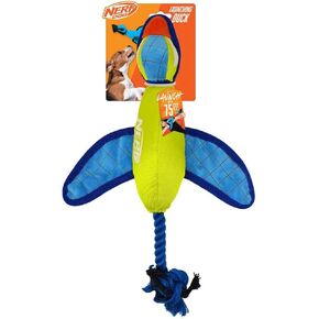 NERF Dog 16.5in Nylon Ultraplush Crinker Wing Tarching Duck Dog Toy - Green/Light Blue