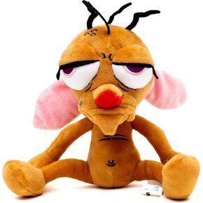 مشبك الأسفل لعبة Ren and Stimpy Show Squeaky Plush Dog Toy للكلاب الكبيرة والمتوسطة والصغيرة ، ويرون كامل الجسم ، 4 "× 8"